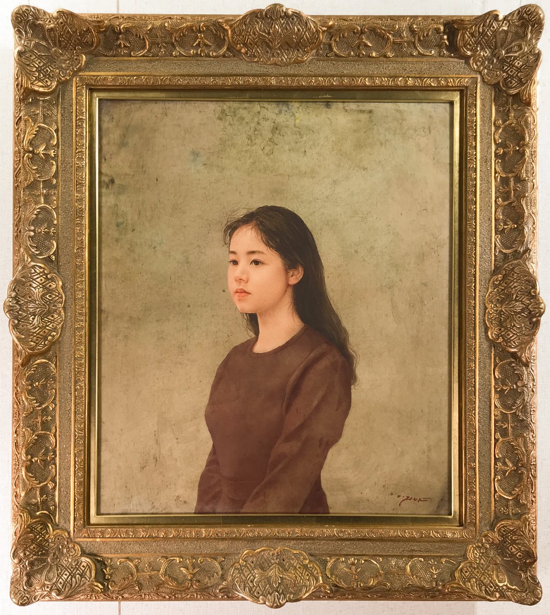 藤井 勉 『少女』 リトグラフ（石版画）+手彩色 : 内田画廊