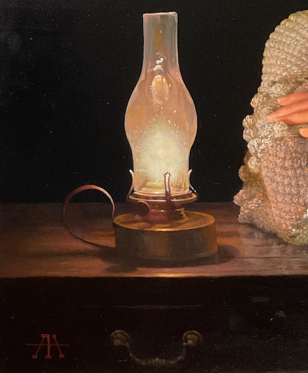 平澤篤(1961-2018)○もの凄い陰影表現『灯り』リアリズム油彩10号