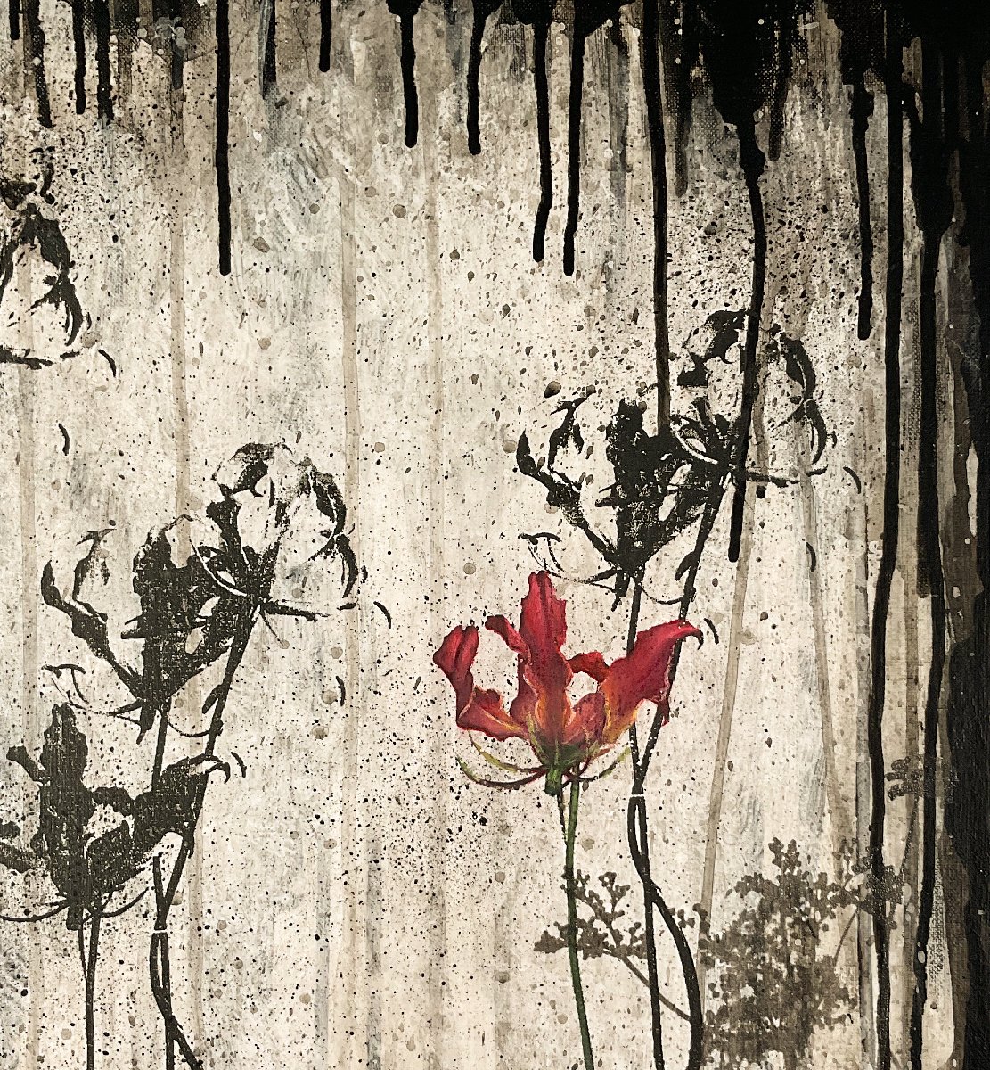 神津港人 「セーヌ湖畔」F6額約50×59絵薬31×39￼CM 古径額タトウ箱 神津善之介(1972-)トレンツ・リャドの愛弟子○油彩10号『秘密の花園