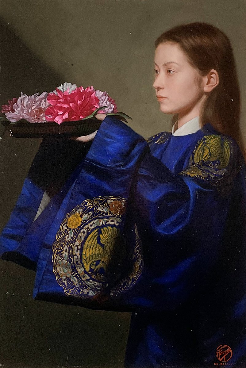 古吉弘(1959-)○世界が認めた画家○リアリズム油彩8号『花』三越個展
